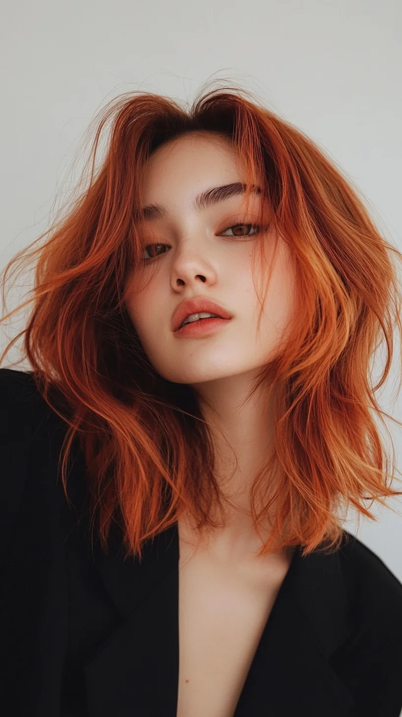 Heading: Effortlessly Chic: The Lively Lob with Fiery Flair