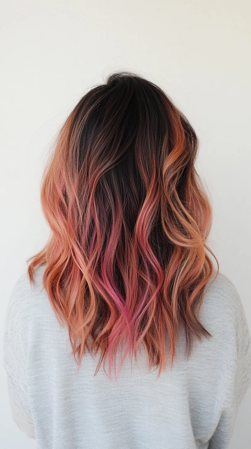 Heading: Vibrant Sunset Waves: A Playful Blend of Color and Texture