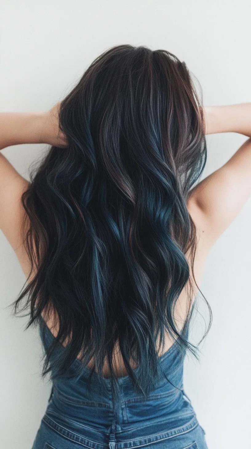 Head-Turning Waves: Embrace Bold Blue-Black Tresses