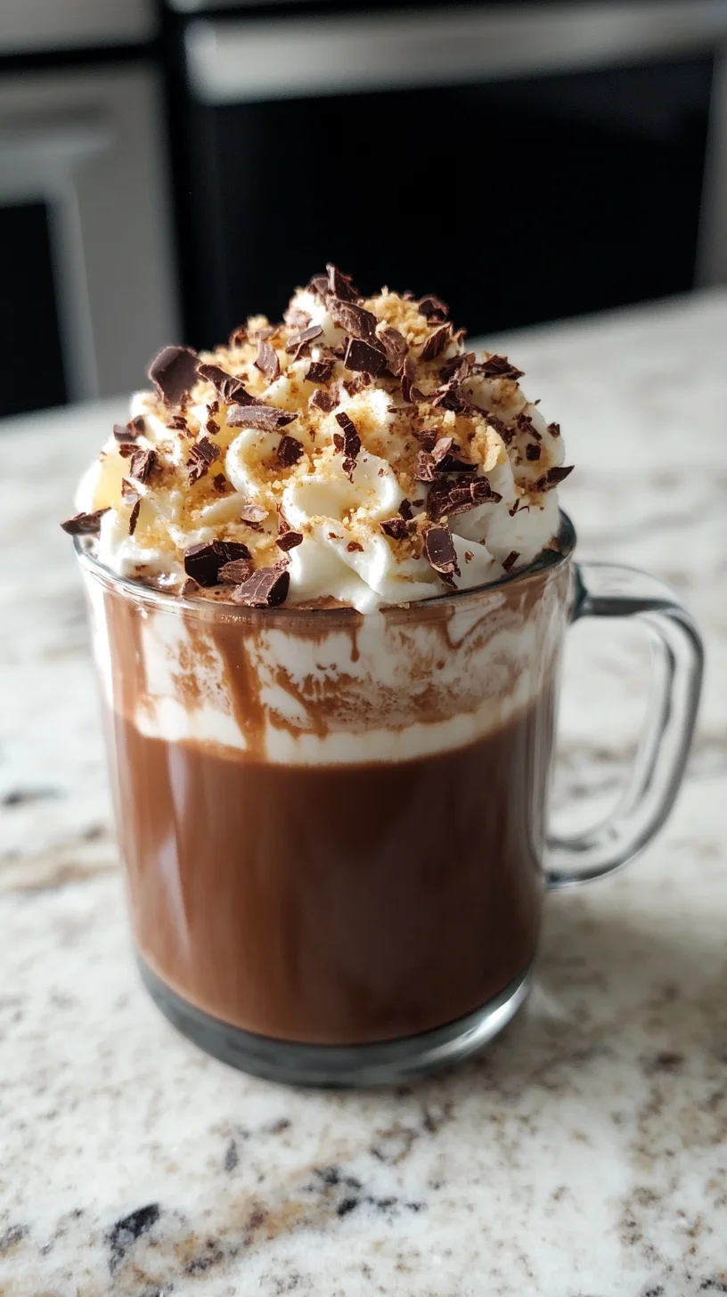 Indulge in Creamy Hot Chocolate with Whipped Topping and Chocolate Shavings