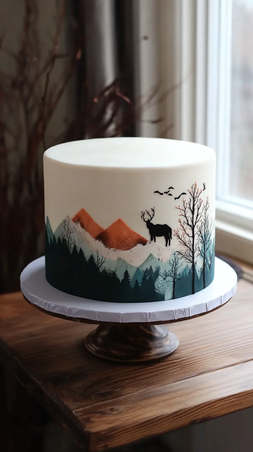 Indulge in Sweet Bliss: A Delightful Mountain Scene Cake