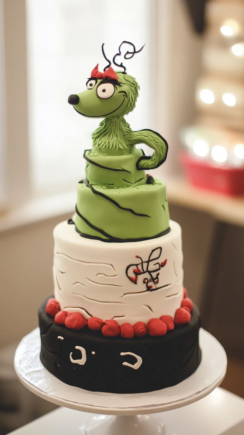 Indulge in Sweet Delights: Whimsical Green Creature Cake!