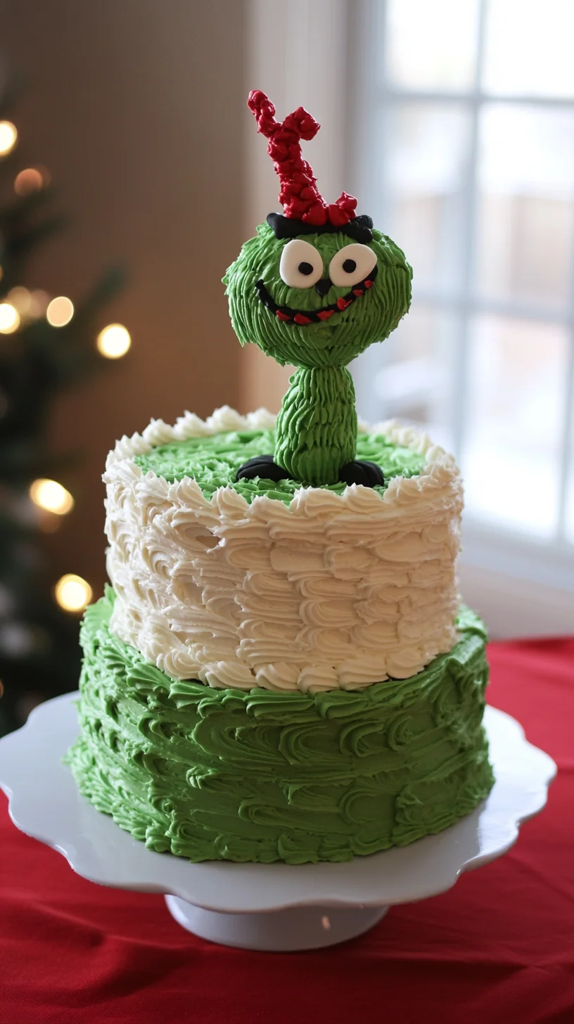 Indulge in Sweet Whimsy: Grinchy Green Holiday Cake!