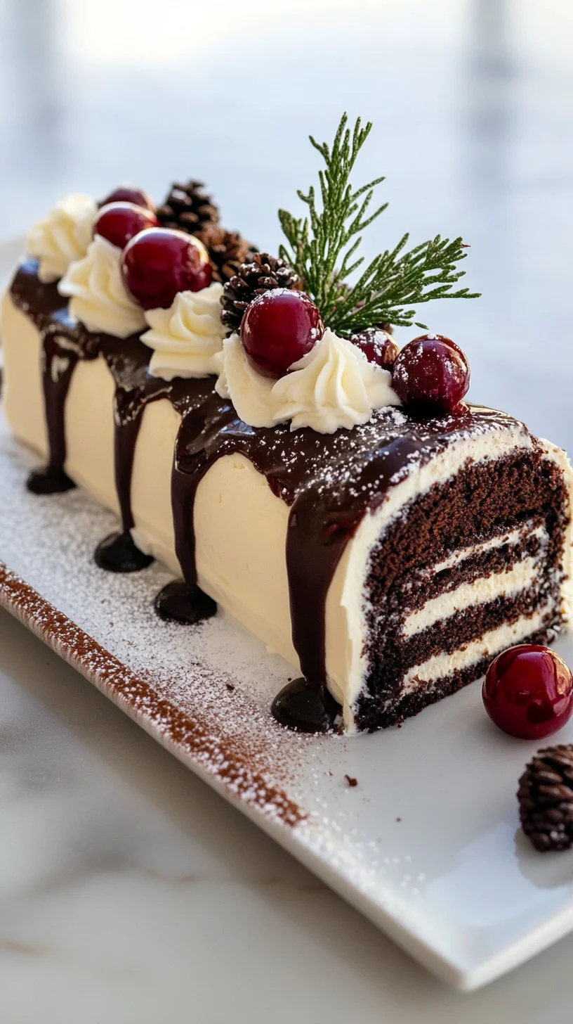 Indulge in Sweetness: Decadent Chocolate Cherry Yule Log Cake