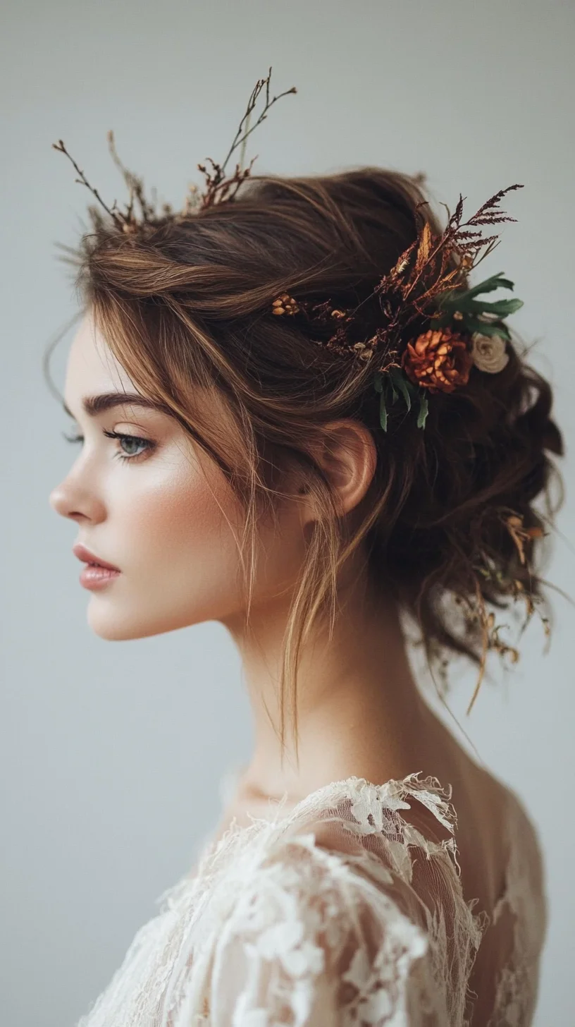 Nature-Inspired Boho Updo: A Dreamy Fusion of Elegance and Whimsy