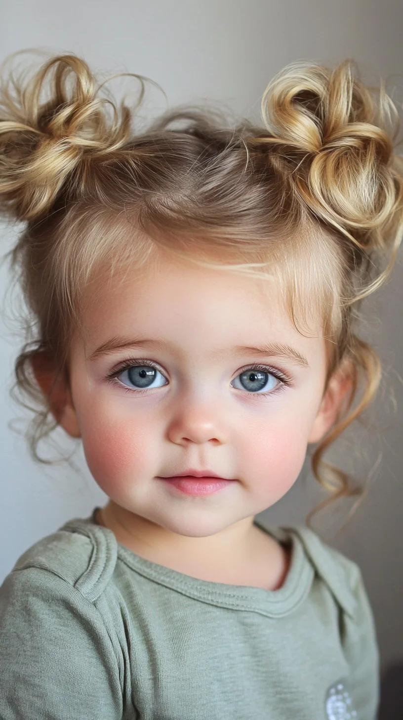 Playful Double Bun Delight: The Perfect Cute Look for Every Little One