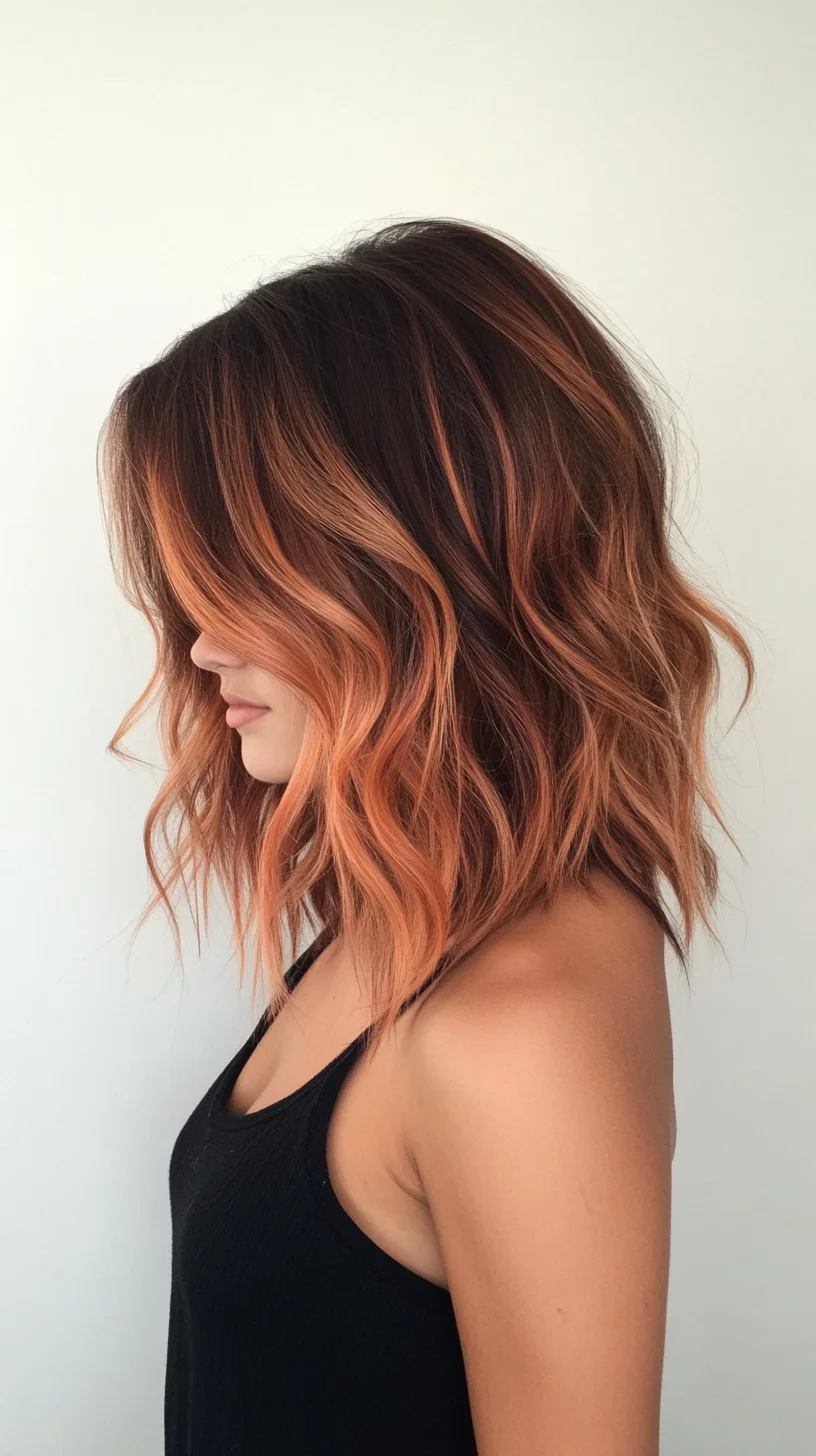 Radiant Choppy Lob: A Stylish Blend of Texture and Color