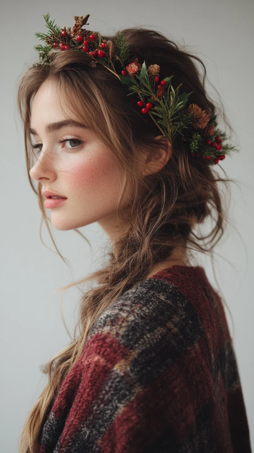 Romantic Bohemian Updo with Nature-Inspired Accents