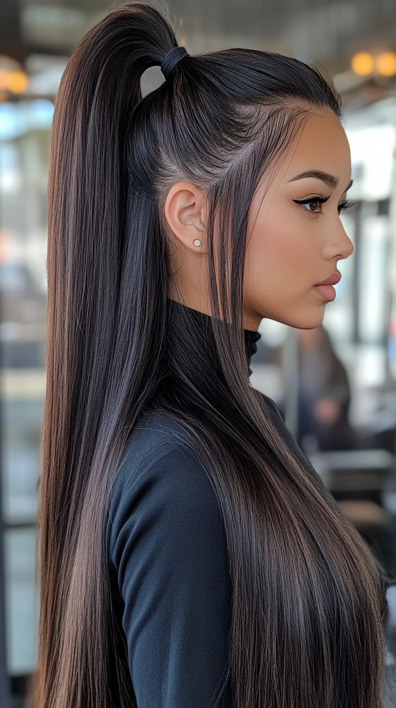 Sleek and Chic: The High Ponytail with Side Swept Elegance