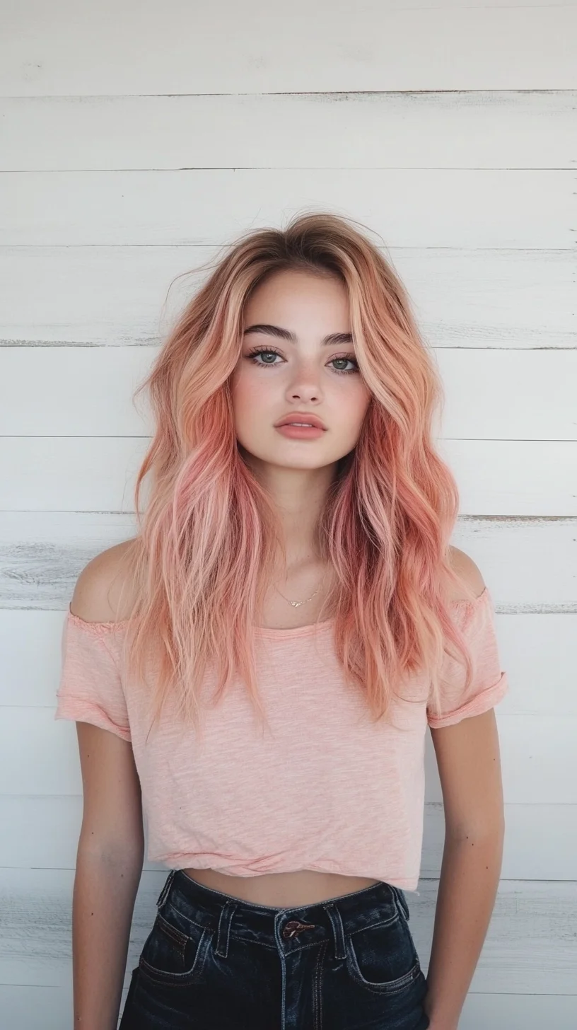 Soft, Romantic Waves with a Touch of Pastel Pink