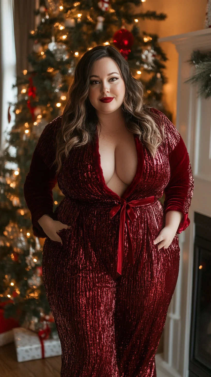 Sparkle and Glam: Elevate Your Holiday Entertaining with This Stunning Red Jumpsuit