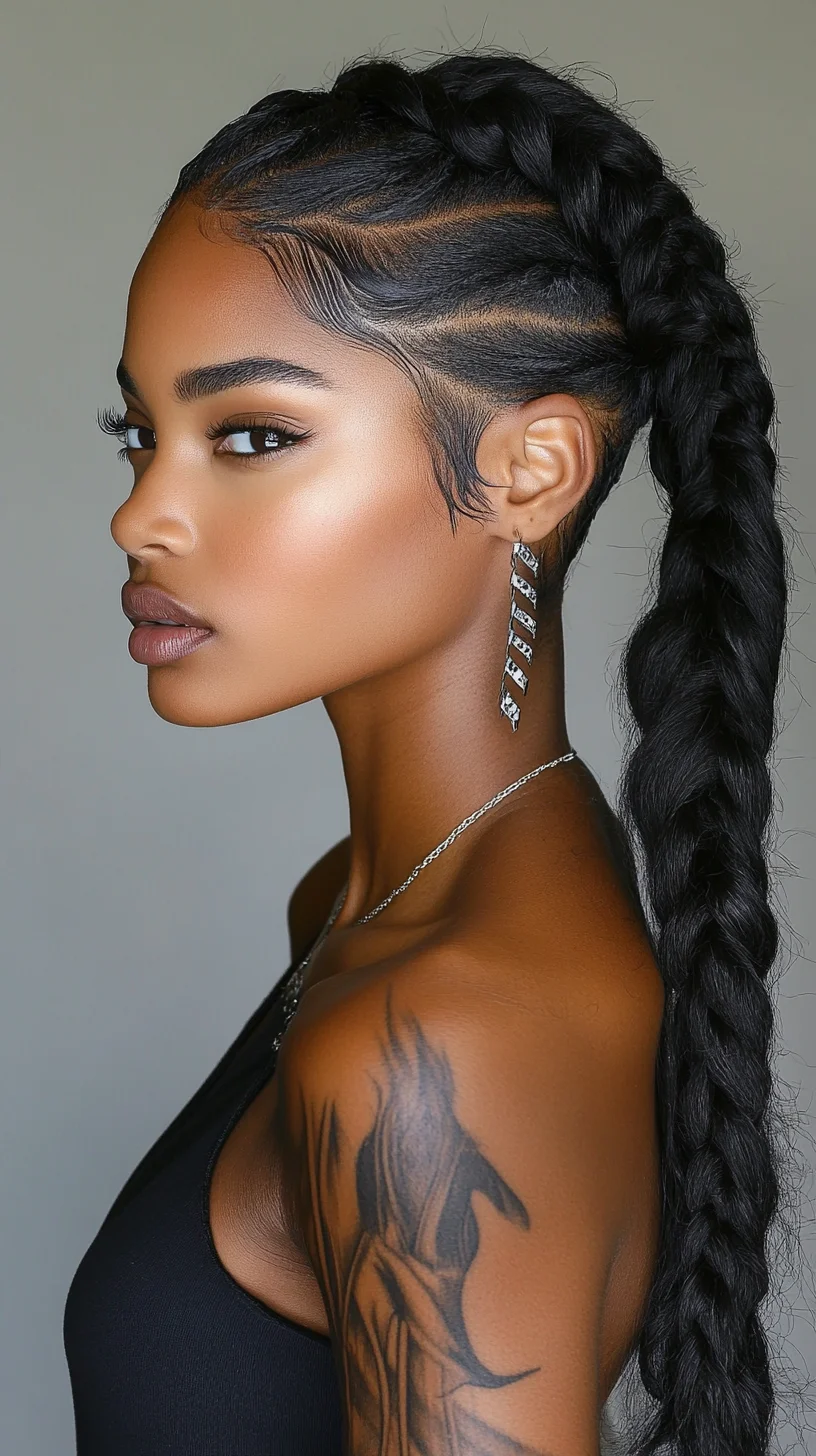 Stunning Cornrow Ponytail with Elegant Finish and Sleek Edges