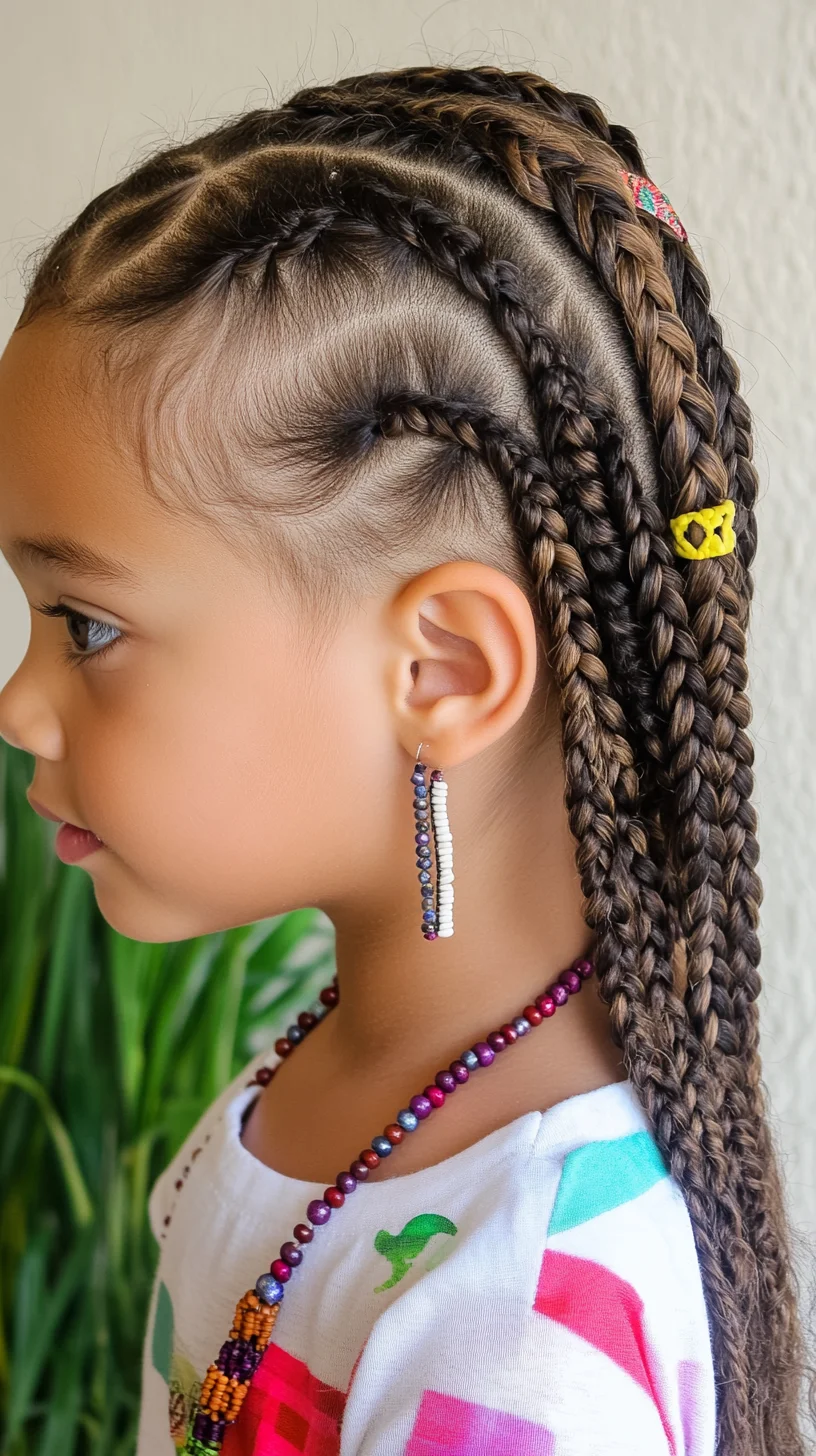 Stylish and Fun: Braided Cornrows with Colorful Accents for Kids