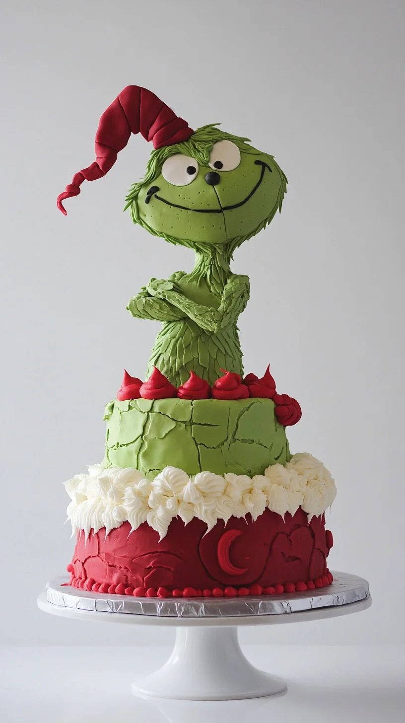 Sweet Delight: Whimsical Grinch Cake to Brighten Your Festivities!