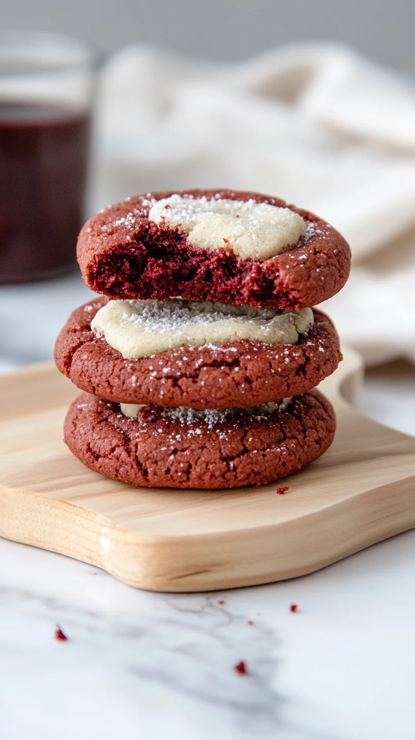 Sweet Temptations: Irresistible Red Velvet Cookies with Cream Cheese Center!