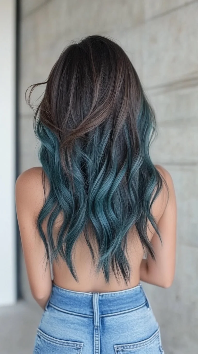 Touch of Ocean: Effortlessly Chic Waves with Bold Blue Highlights