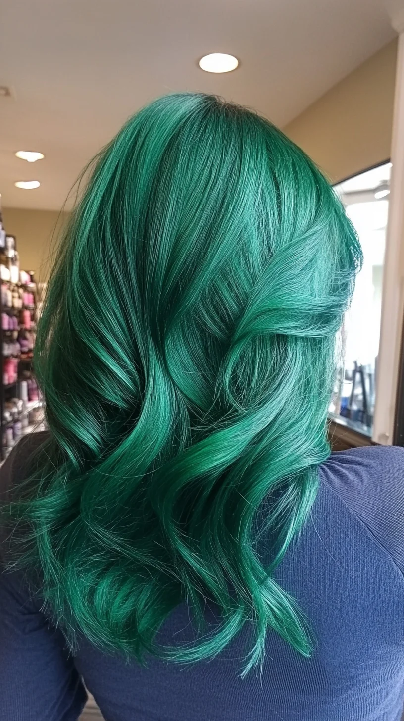 Vibrant Emerald Waves: Embrace Bold Color with Luscious Curls