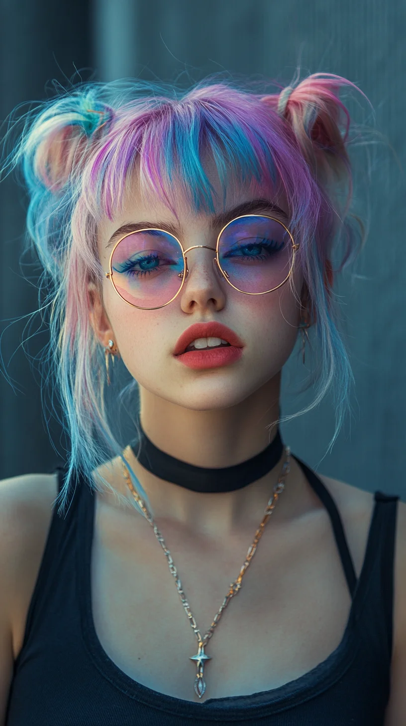 Vibrant Pastel Pigtails with a Playful Twist