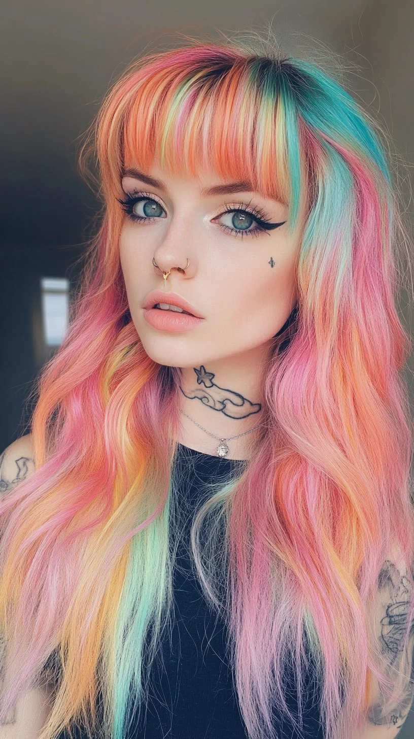 Vibrant Rainbow Waves: Embrace Your Colorful Side with This Playful Hairstyle