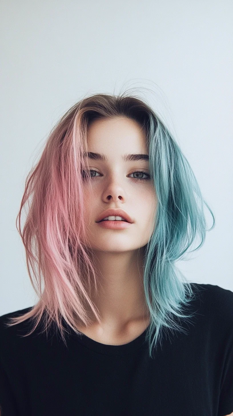 Vibrant Vibes: The Bold Pastel Lob with a Twist