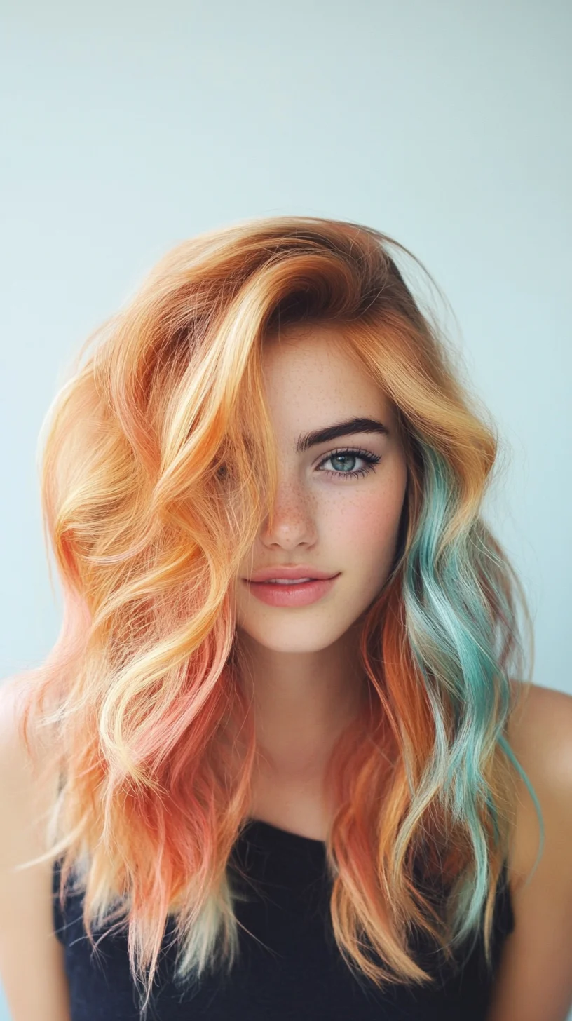 Vibrant Waves: A Playful Blend of Peach and Teal