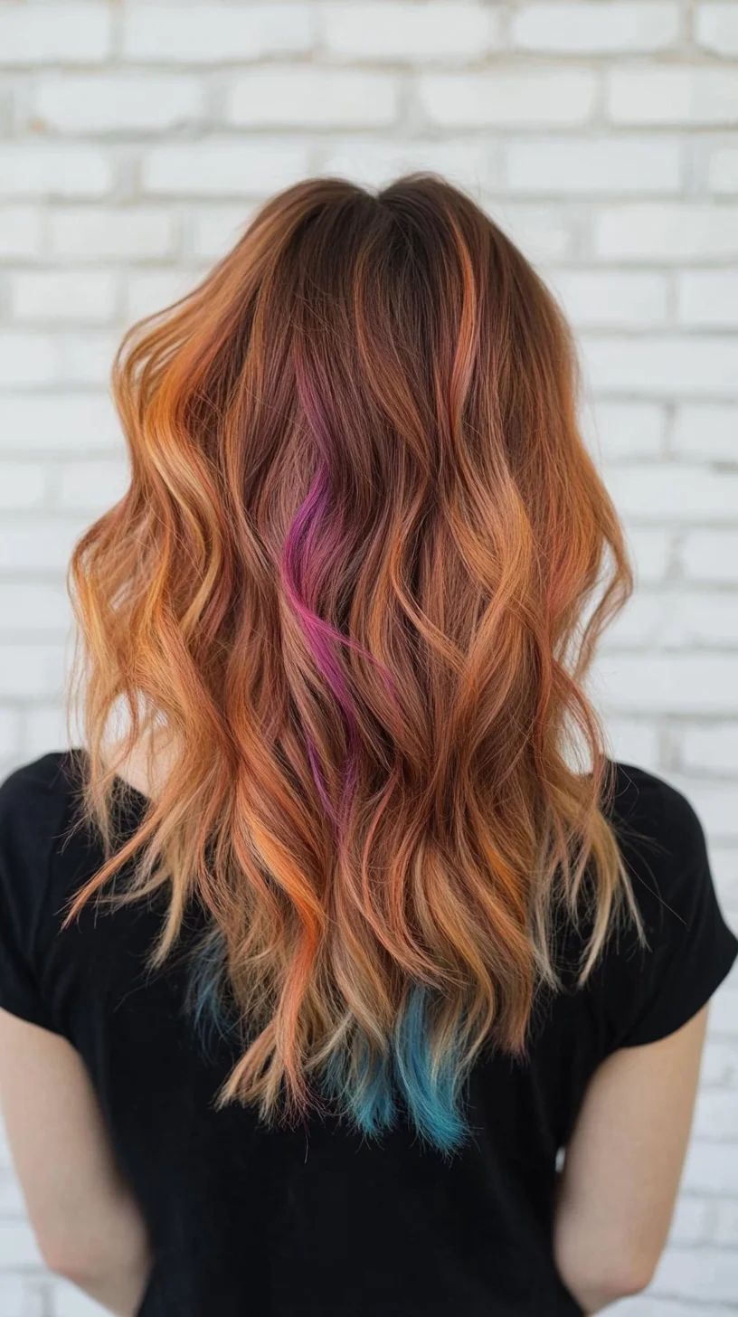 Vivid Sunset Waves: A Bold, Colorful Transformation for Every Occasion