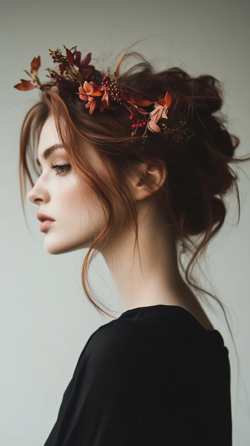 Whimsical Elegance: The Romantic Floral Crown Updo