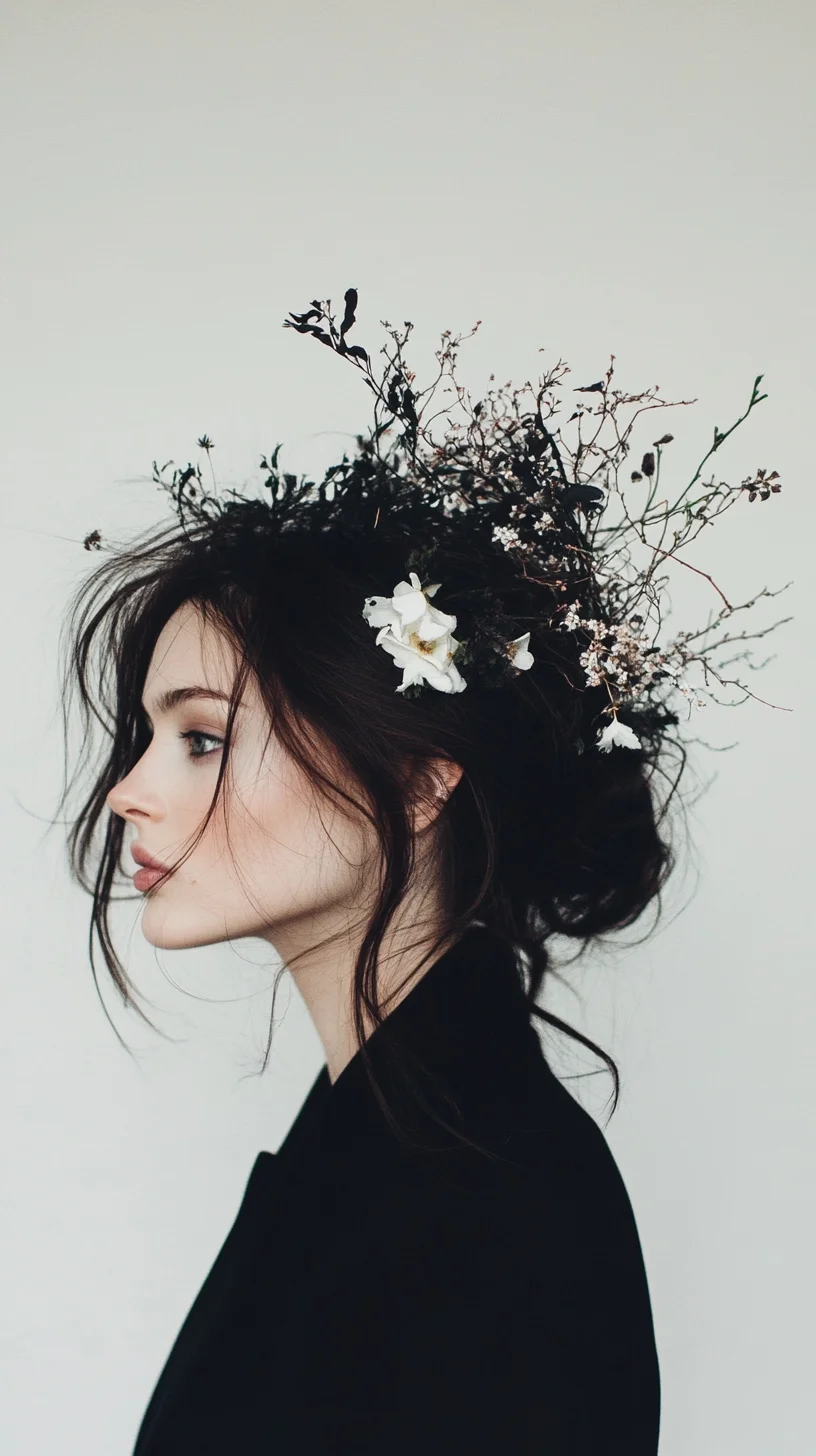 Whimsical Floral Updo: Nature-Inspired Elegance