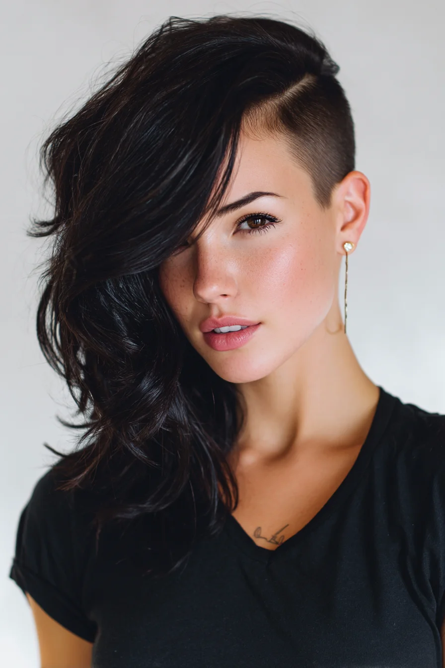 Asymmetric Undercut with Long Textured Side‑Swept Waves