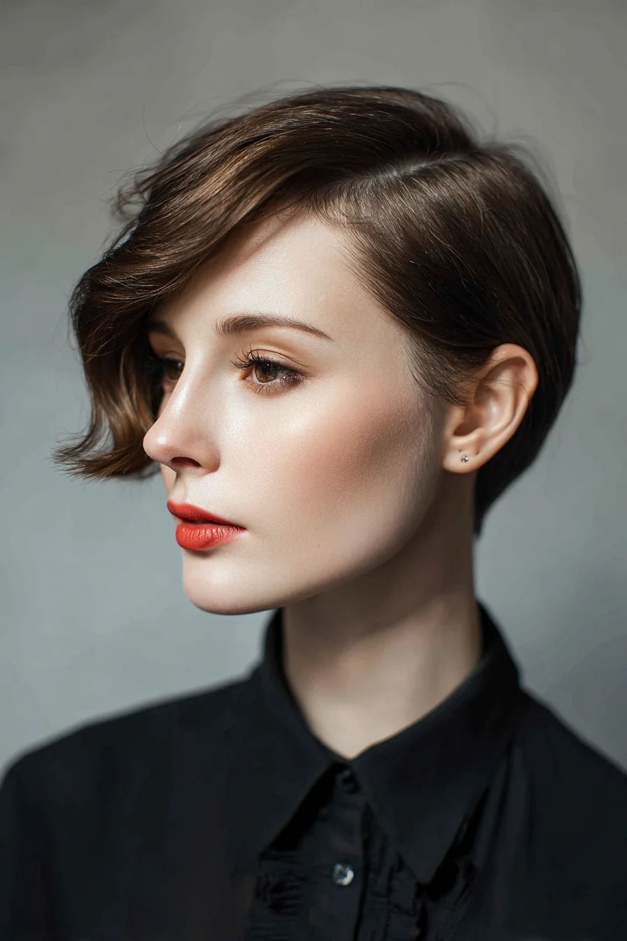Asymmetrical Short Pixie-Bob with Side-Swept Wave