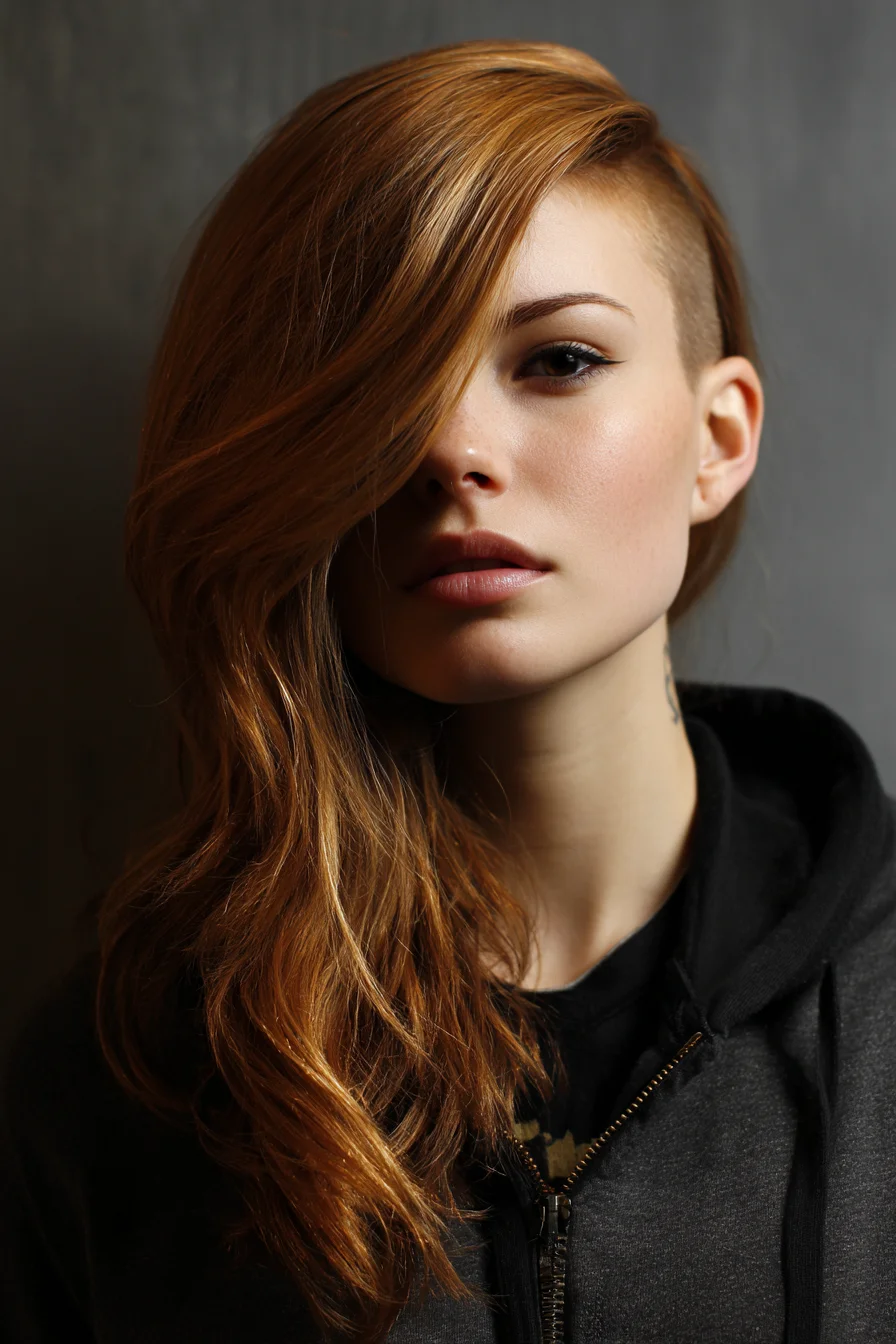 Asymmetrical Side-Swept Long Layers with Undercut (Textured Waves)