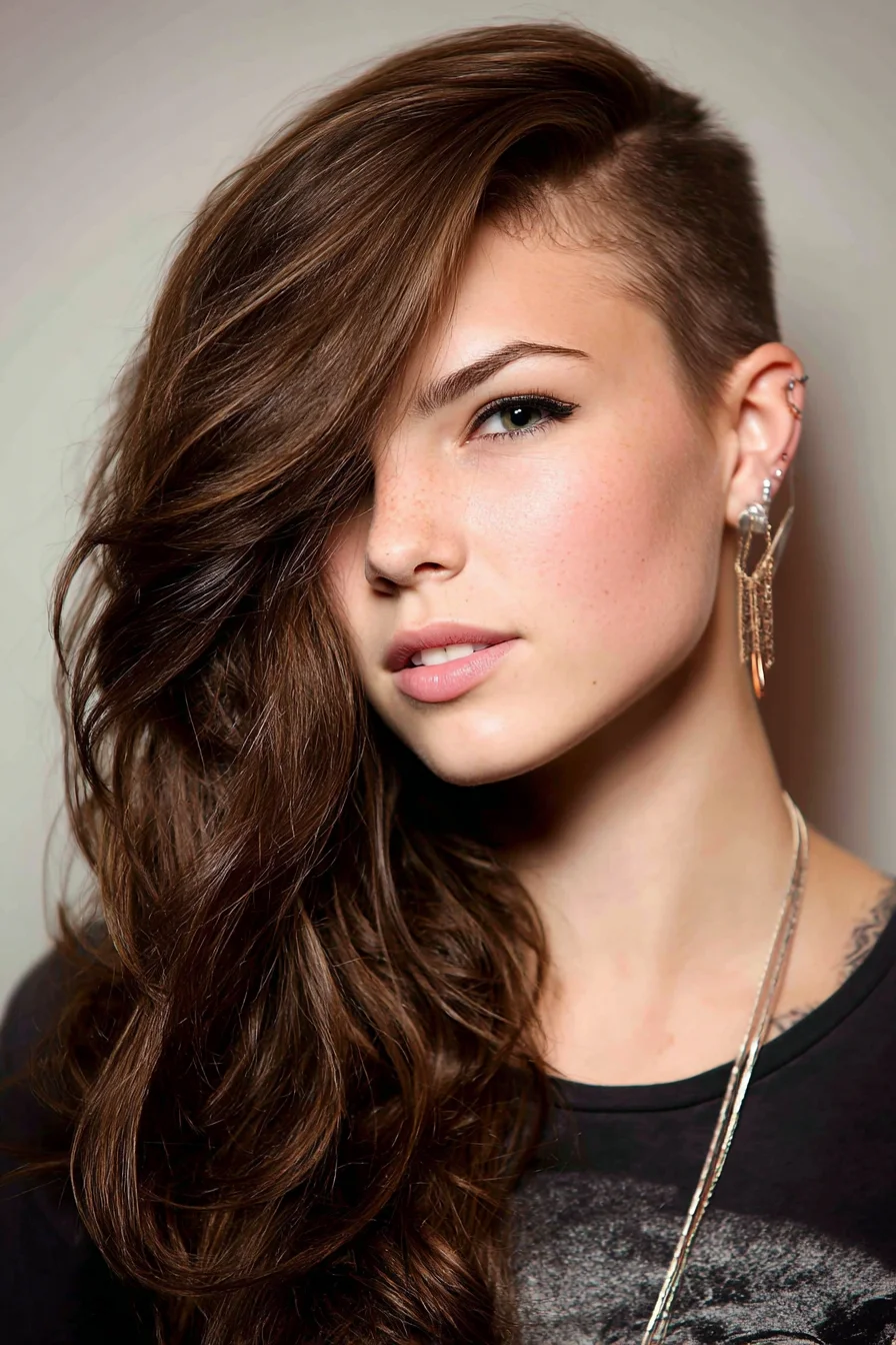 Asymmetrical Side-Swept Waves with Undercut — Voluminous Textured Look