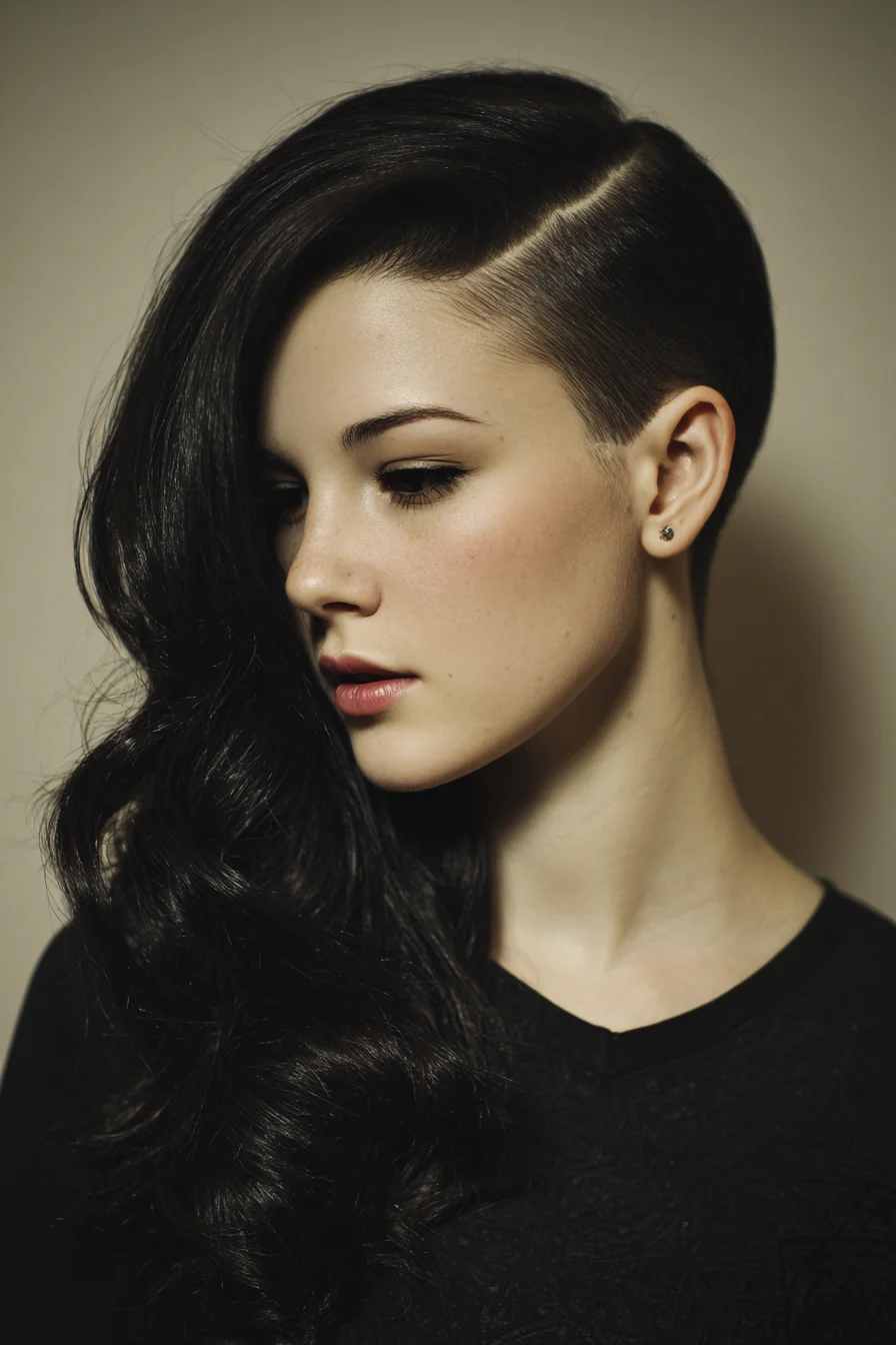 Asymmetrical Side Undercut with Long Wavy Side-Sweep