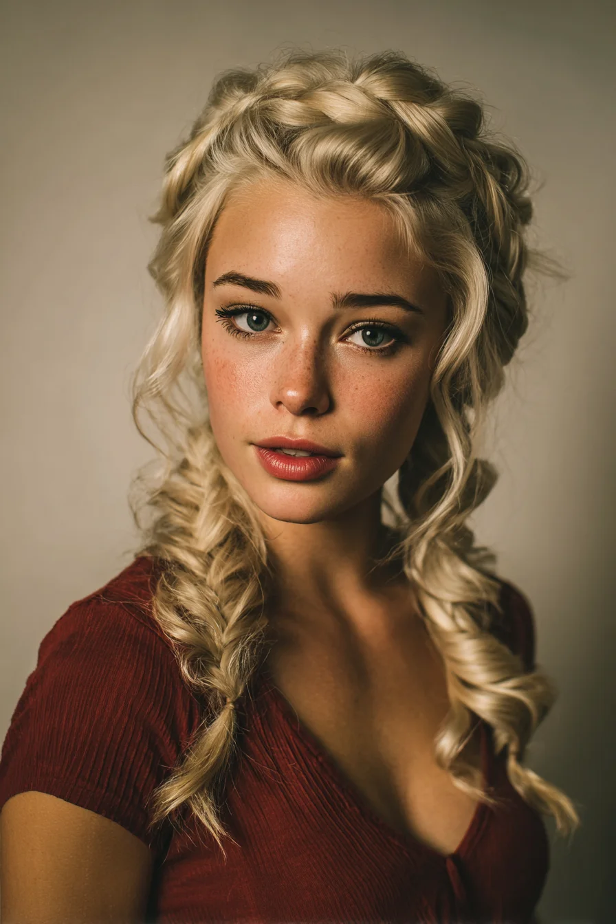 Boho Crown Braid with Loose Double Fishtails