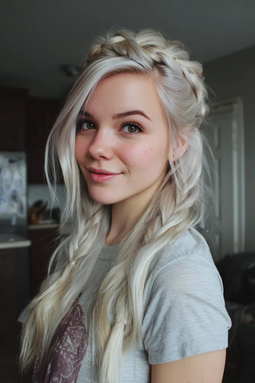 Boho Crown Dutch Braid with Loose Face‑Framing Braids