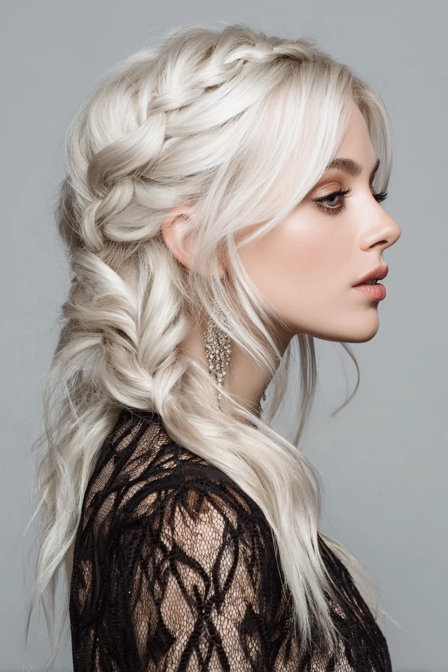 Boho Dutch Crown into Loose Fishtail Braid — Platinum-Blonde Styling