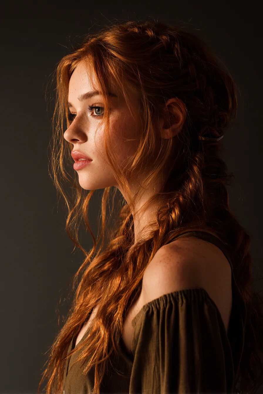 Boho Textured Braided Half-Up with Face‑Framing Waves