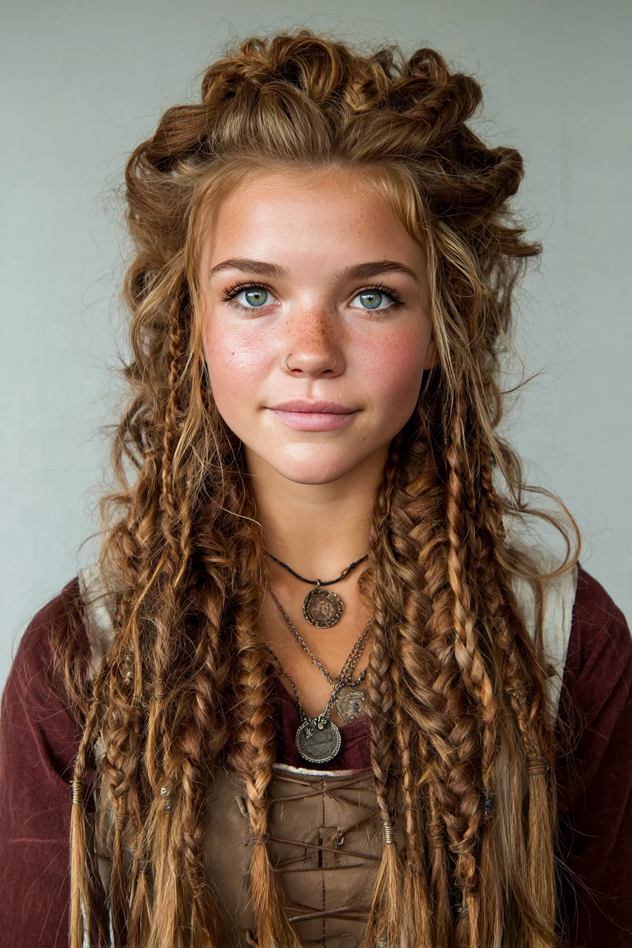 Boho Textured Micro Braids with Loose Crown — Rustic Long Hair Style