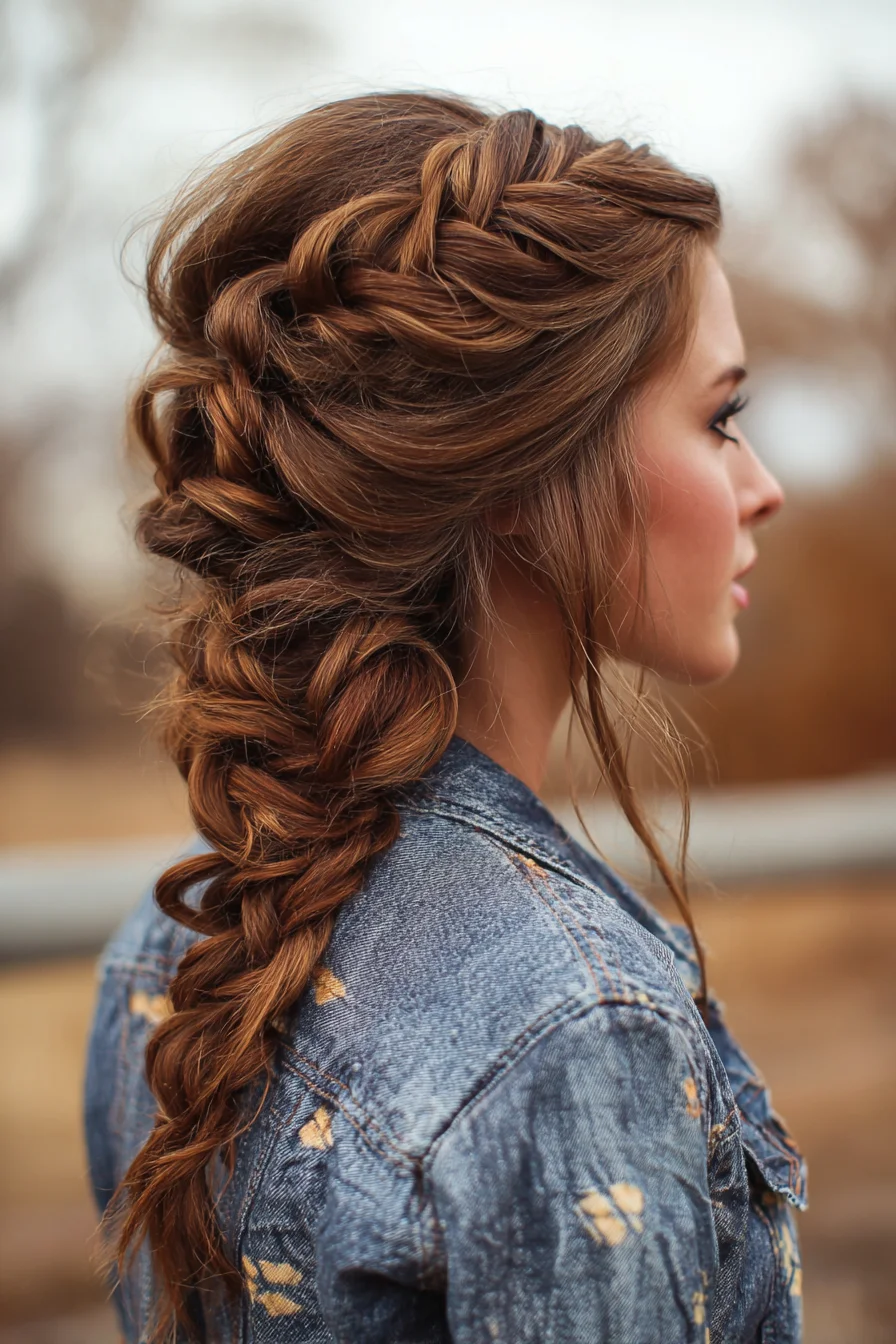 Chunky Boho Side Dutch Braid with Textured Volume