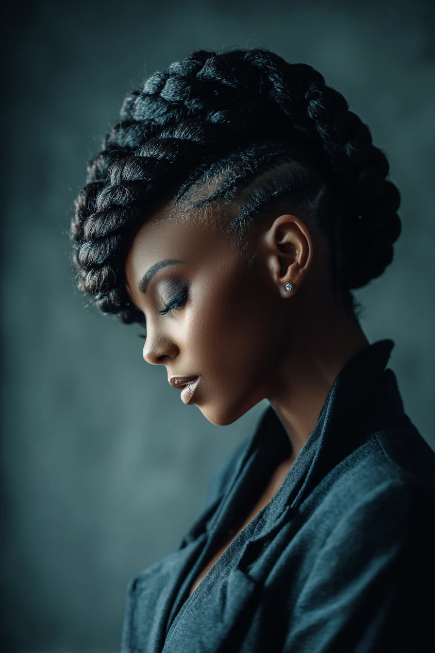 Crown Rope-Twist Updo with Cornrow Sides — Elegant Protective Style for Natural Hair