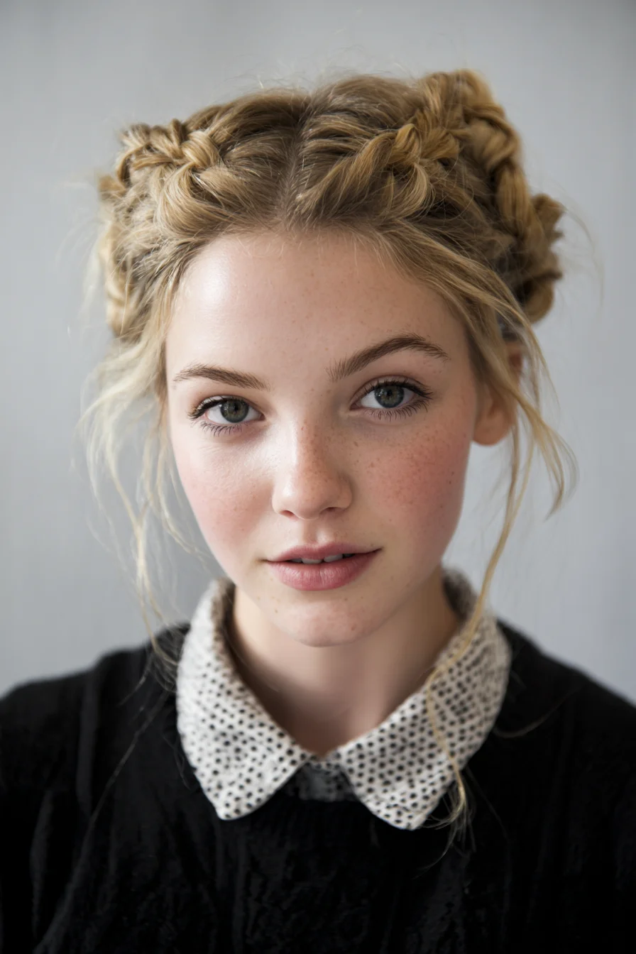 Double Crown Braided Buns — Loose Boho Braided Updo