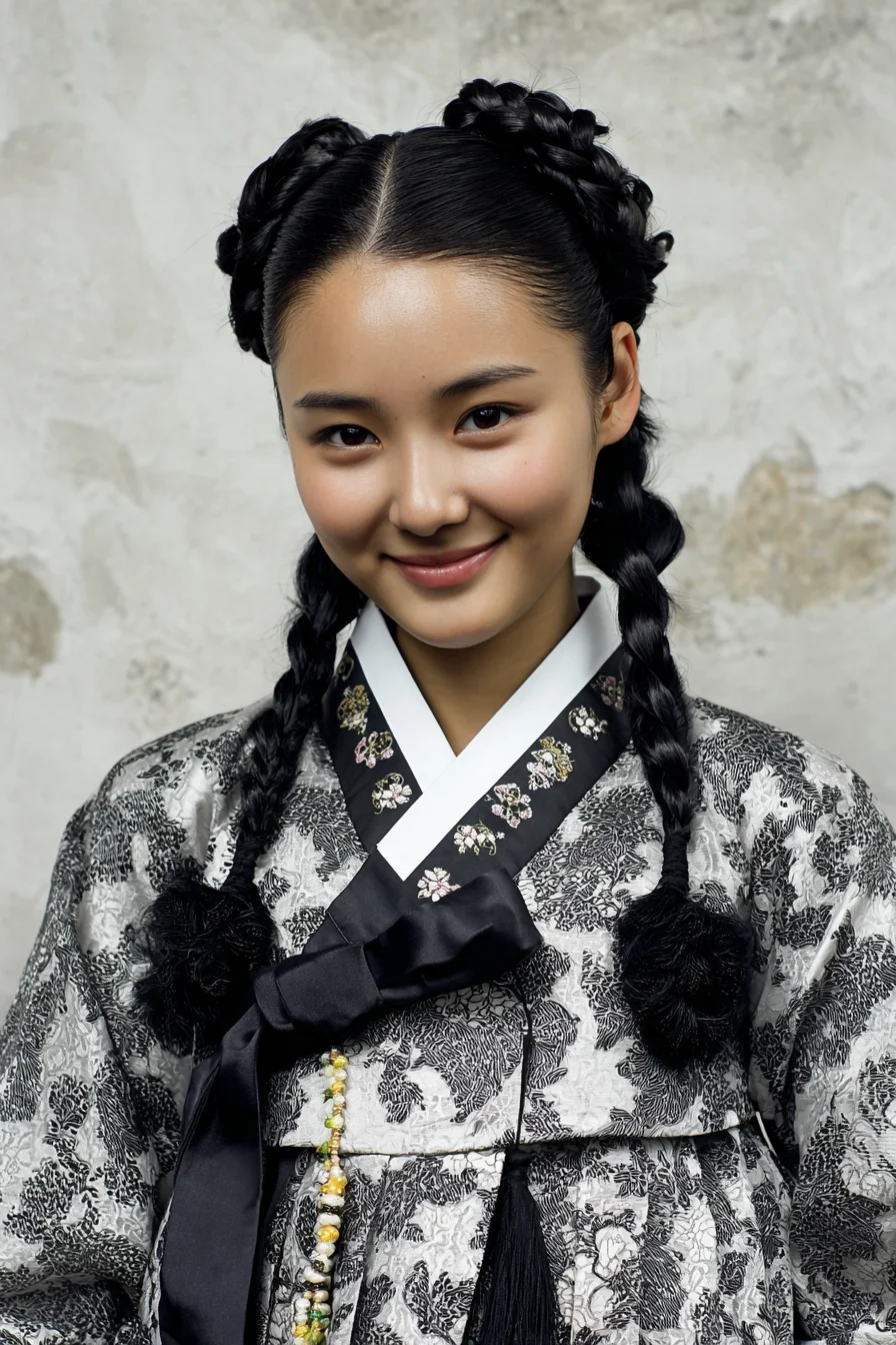 Double Crown Dutch Braids into Long Braided Pigtails with Pom Ends