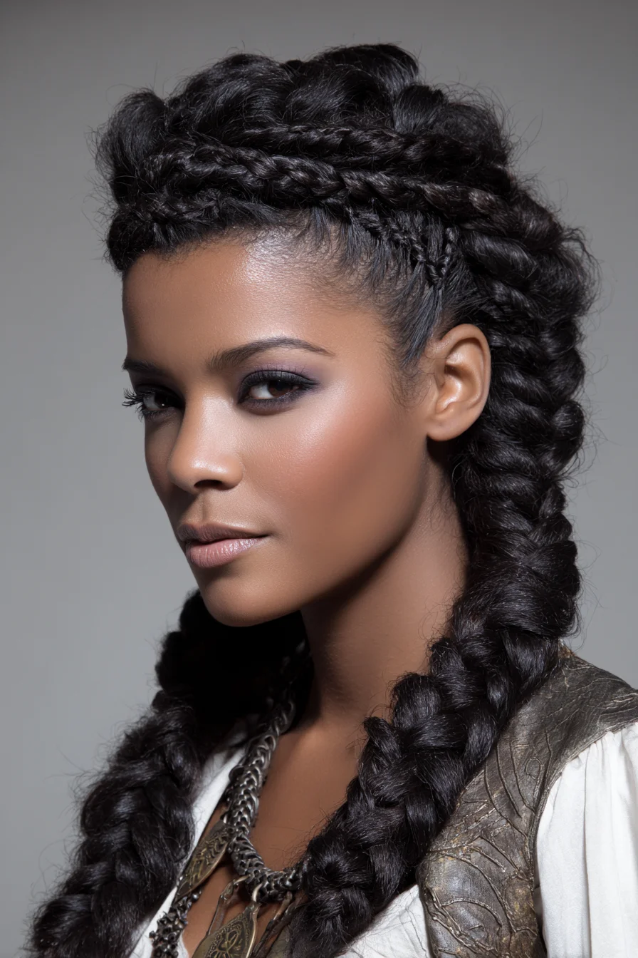 Double Dutch Braids with Crown Rope Accent