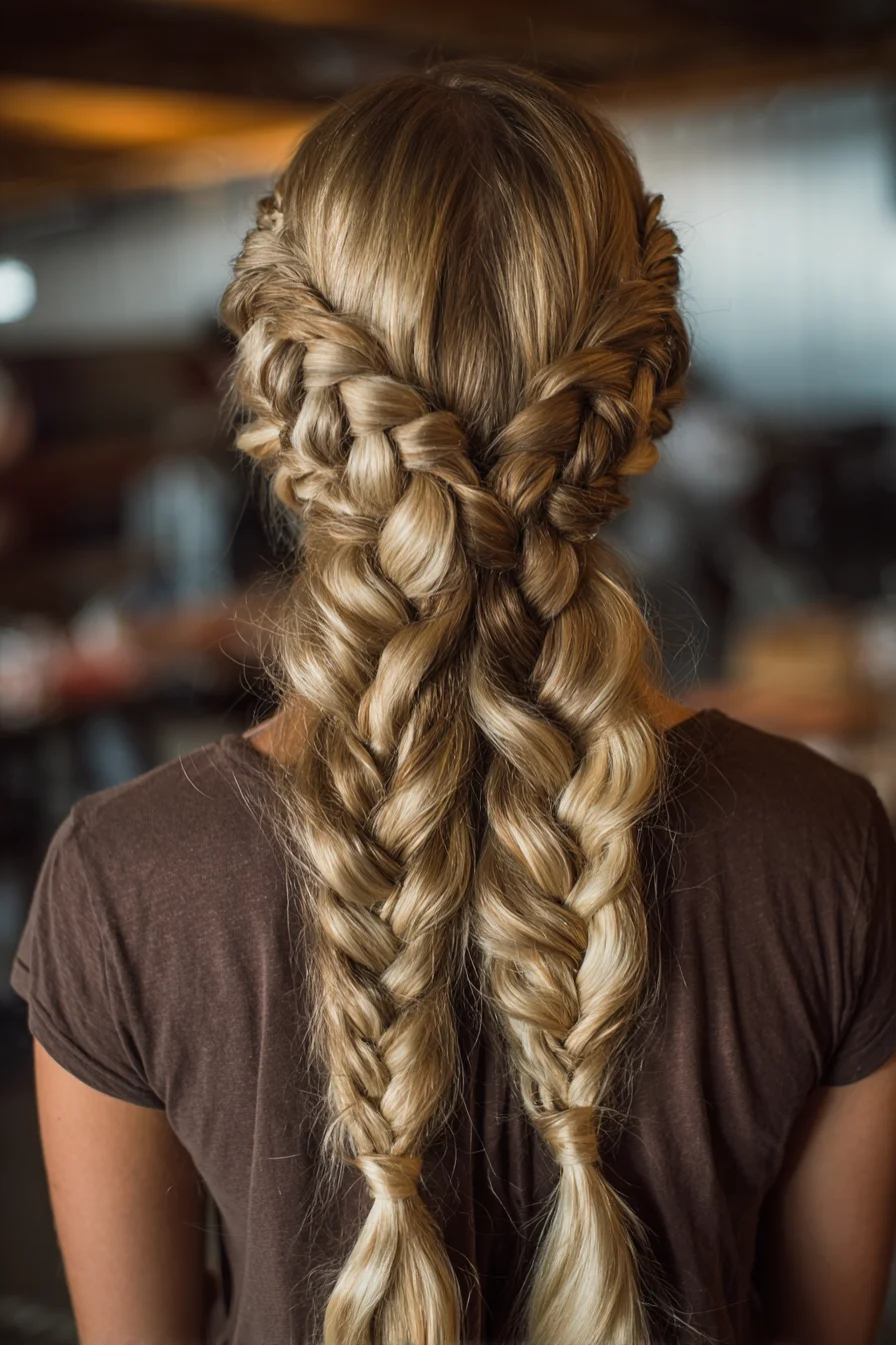 Double Dutch Braids with Loose Textured Boho Finish