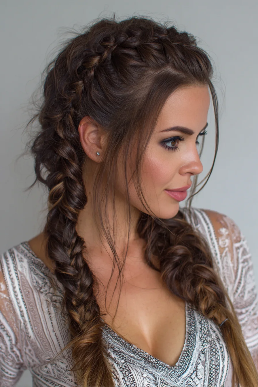 Double Dutch-to-Fishtail Braids with Soft Face‑Framing Layers