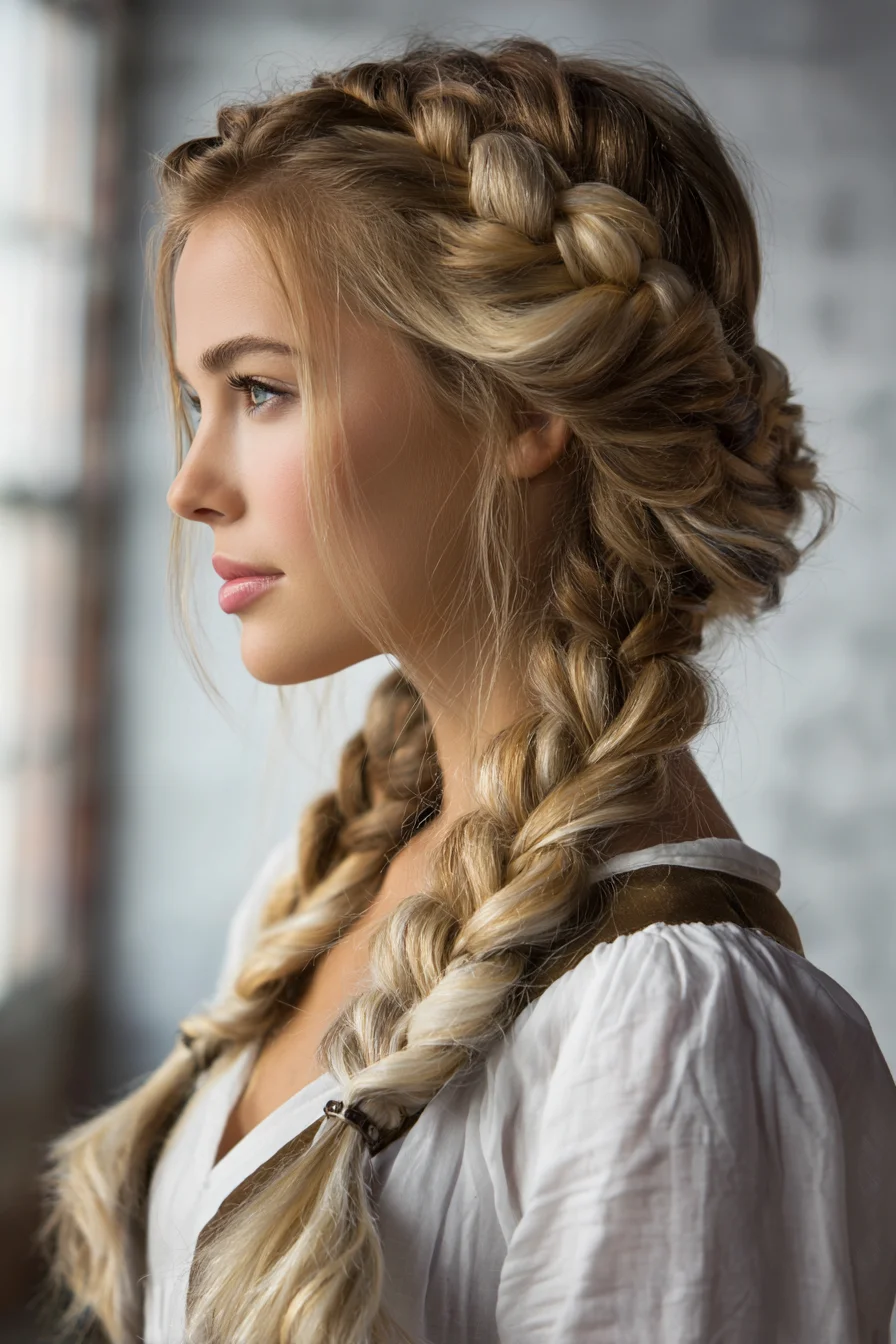 Dutch Crown Into Two Textured Boho Braids — Blonde Braided Hairstyle