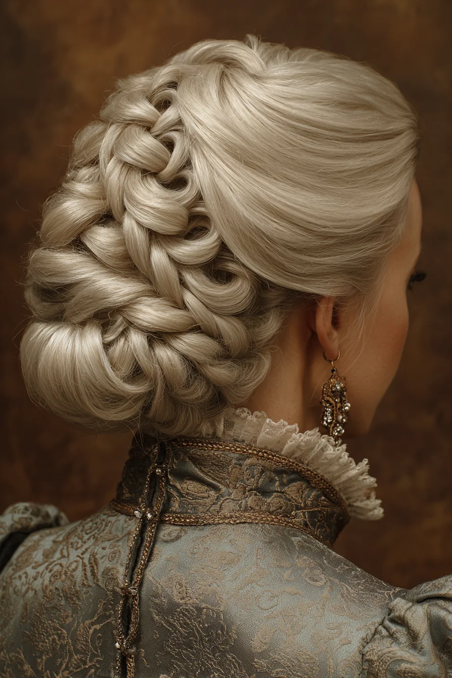 Elegant Braided Chignon Updo with Pancaked Dutch Braid — Bridal/Formal Style