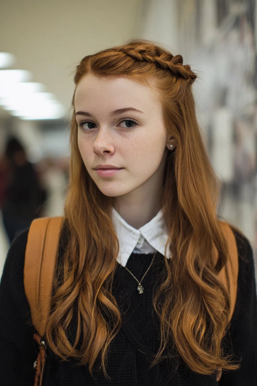 Half-Up Crown Braid with Loose Waves — Long Hair Styling