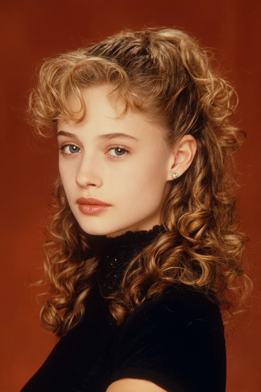 Half-Up Curly Pony with Soft Face‑Framing Curls — Medium to Long Hair