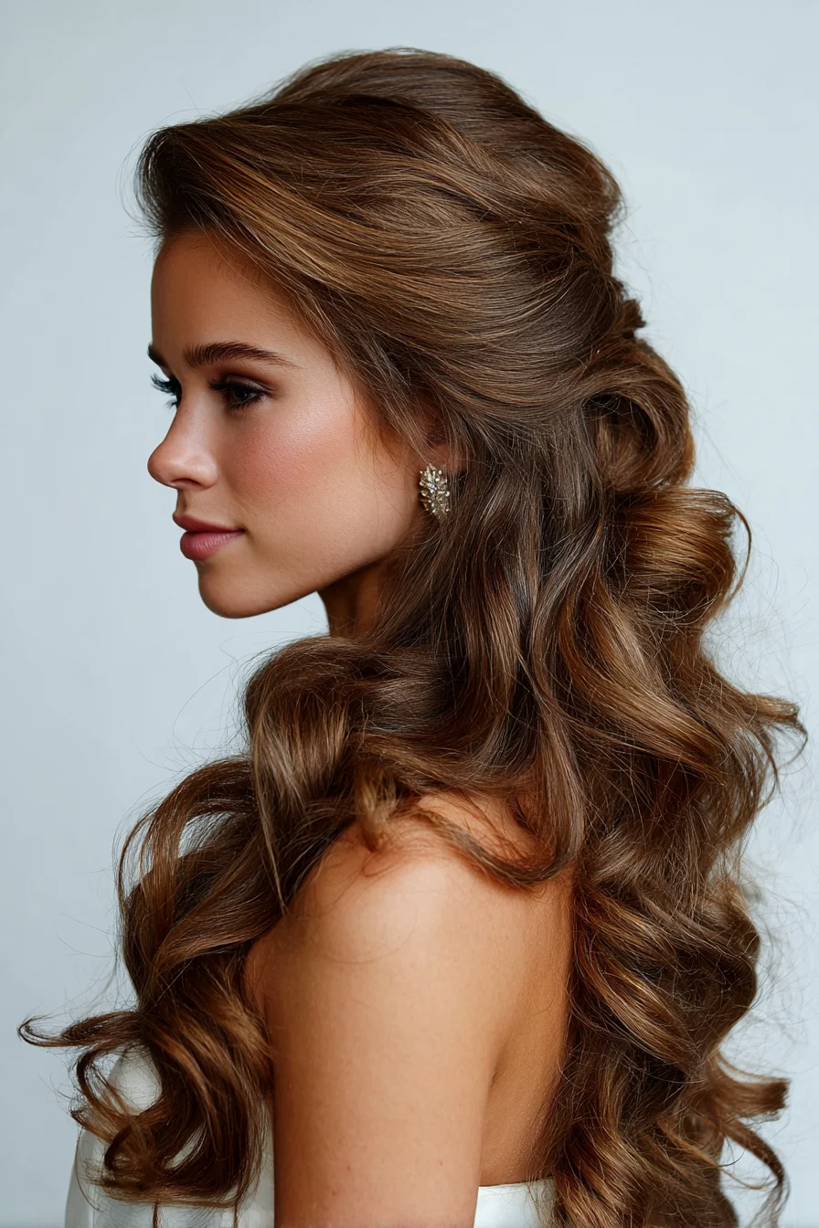 Half-Up Voluminous Curls for Long Hair